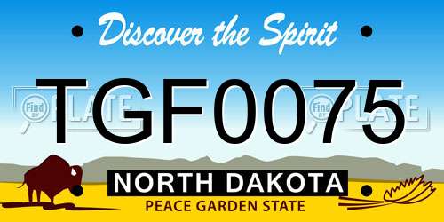 TGF0075 North Dakota License Plate
