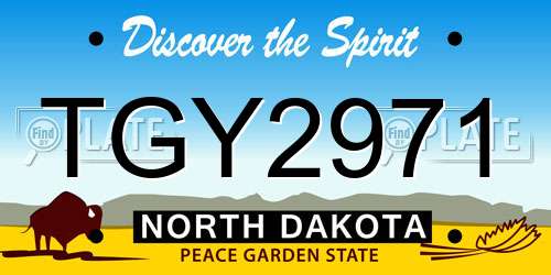 TGY2971 North Dakota License Plate