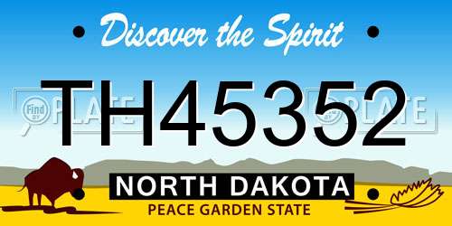 TH45352 North Dakota License Plate