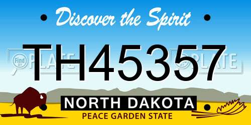 TH45357 North Dakota License Plate