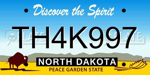 TH4K997 North Dakota License Plate