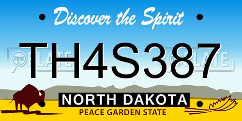 TH4S387 North Dakota License Plate