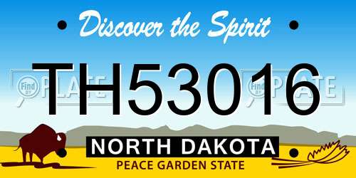 TH53016 North Dakota License Plate