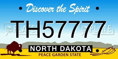 TH57777 North Dakota License Plate