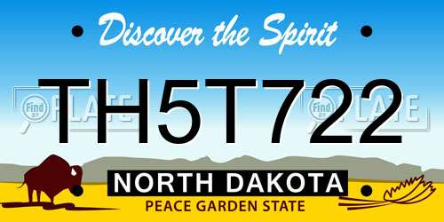 TH5T722 North Dakota License Plate