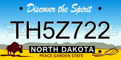 TH5Z722 North Dakota License Plate