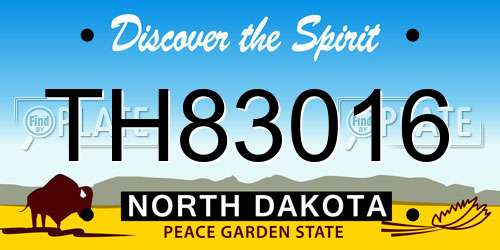 TH83016 North Dakota License Plate