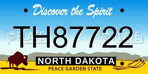 TH87722 North Dakota License Plate