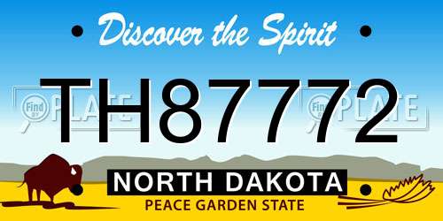 TH87772 North Dakota License Plate