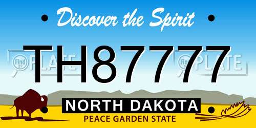 TH87777 North Dakota License Plate