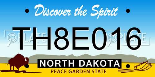 TH8E016 North Dakota License Plate