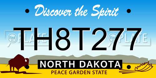 TH8T277 North Dakota License Plate