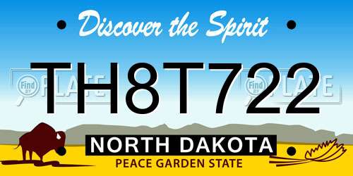 TH8T722 North Dakota License Plate