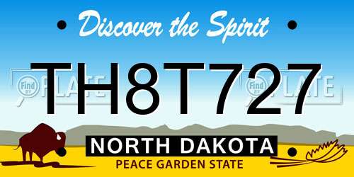 TH8T727 North Dakota License Plate