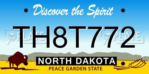TH8T772 North Dakota License Plate
