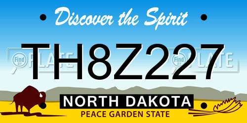 TH8Z227 North Dakota License Plate