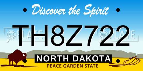 TH8Z722 North Dakota License Plate
