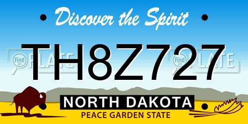 TH8Z727 North Dakota License Plate