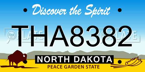 THA8382 North Dakota License Plate