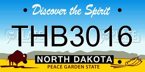 THB3016 North Dakota License Plate