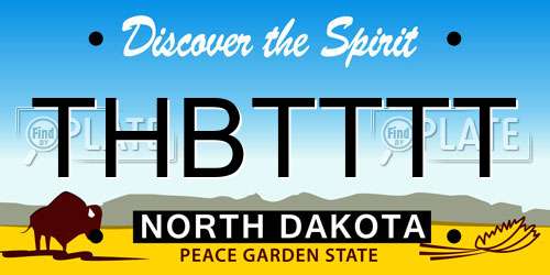 THBTTTT North Dakota License Plate