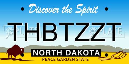 THBTZZT North Dakota License Plate