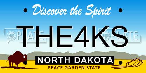 THE4KS North Dakota License Plate