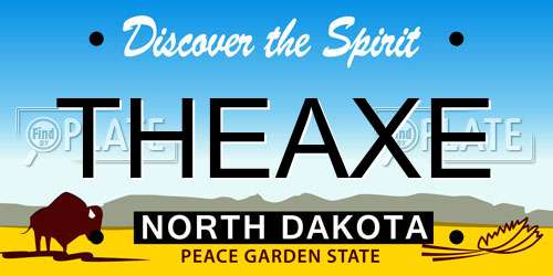 THEAXE North Dakota License Plate