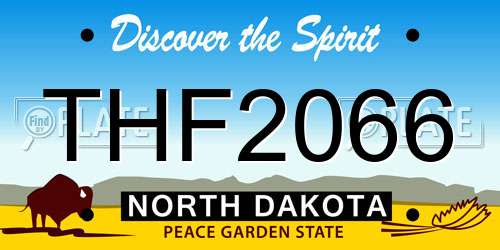 THF2066 North Dakota License Plate