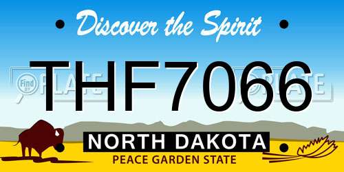 THF7066 North Dakota License Plate