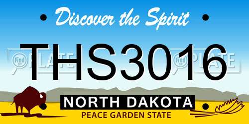 THS3016 North Dakota License Plate