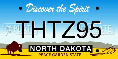 THTZ95 North Dakota License Plate