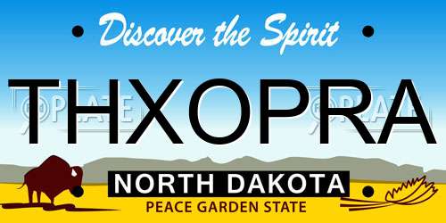 THXOPRA North Dakota License Plate