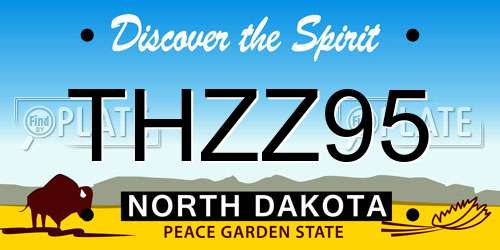 THZZ95 North Dakota License Plate