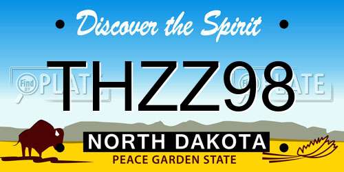 THZZ98 North Dakota License Plate