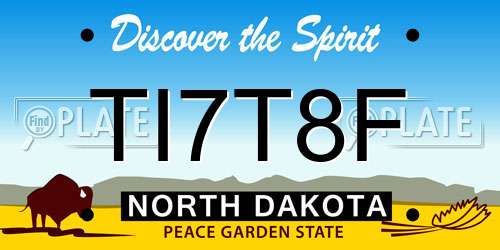 TI7T8F North Dakota License Plate