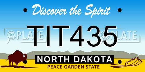 TIT435 North Dakota License Plate