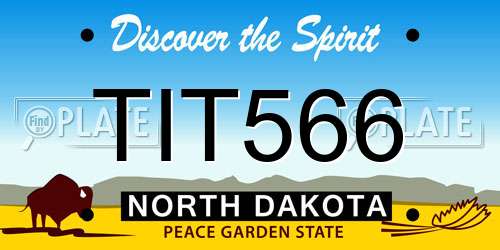 TIT566 North Dakota License Plate