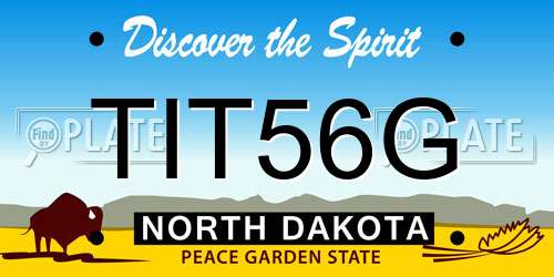 TIT56G North Dakota License Plate