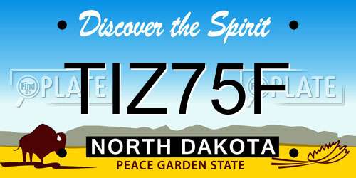 TIZ75F North Dakota License Plate