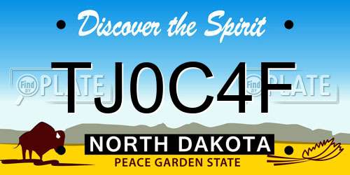 TJ0C4F North Dakota License Plate