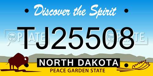 TJ25508 North Dakota License Plate