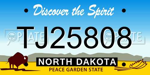 TJ25808 North Dakota License Plate