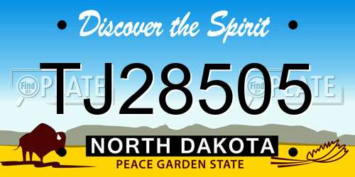 TJ28505 North Dakota License Plate