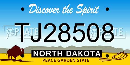 TJ28508 North Dakota License Plate