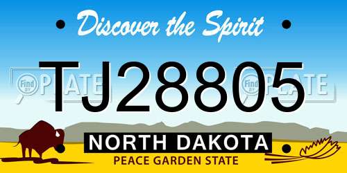 TJ28805 North Dakota License Plate