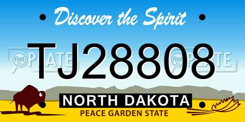 TJ28808 North Dakota License Plate