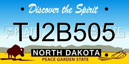 TJ2B505 North Dakota License Plate