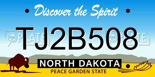 TJ2B508 North Dakota License Plate