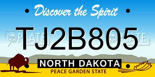TJ2B805 North Dakota License Plate